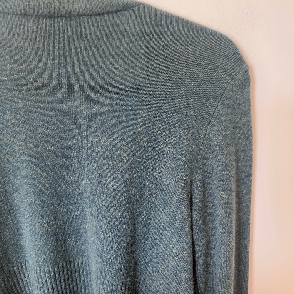 St Tropez Blue Teal Sweater Cardigan 2-Ply Cashmere Womens Large Soft Classy - Picture 12 of 12